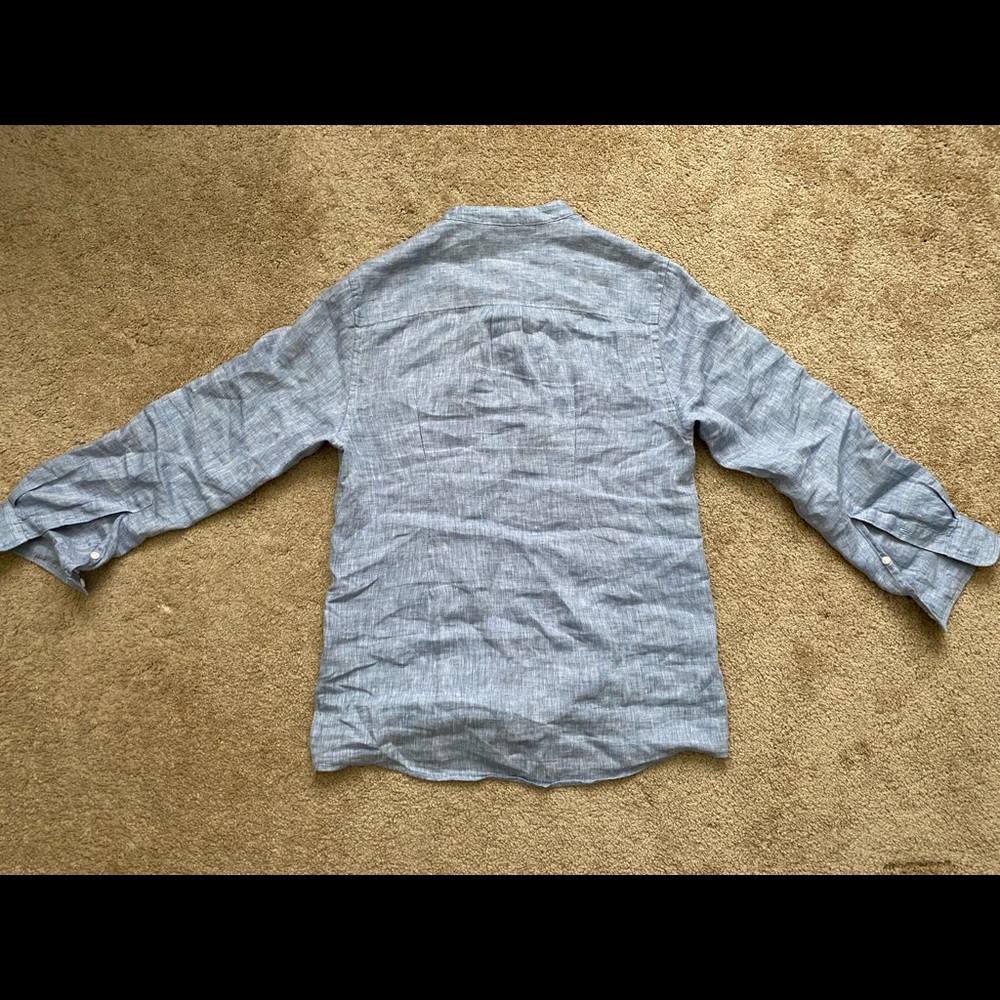 Perry Ellis Linen Popover Shirt XS Light Blue - Picture 3 of 4